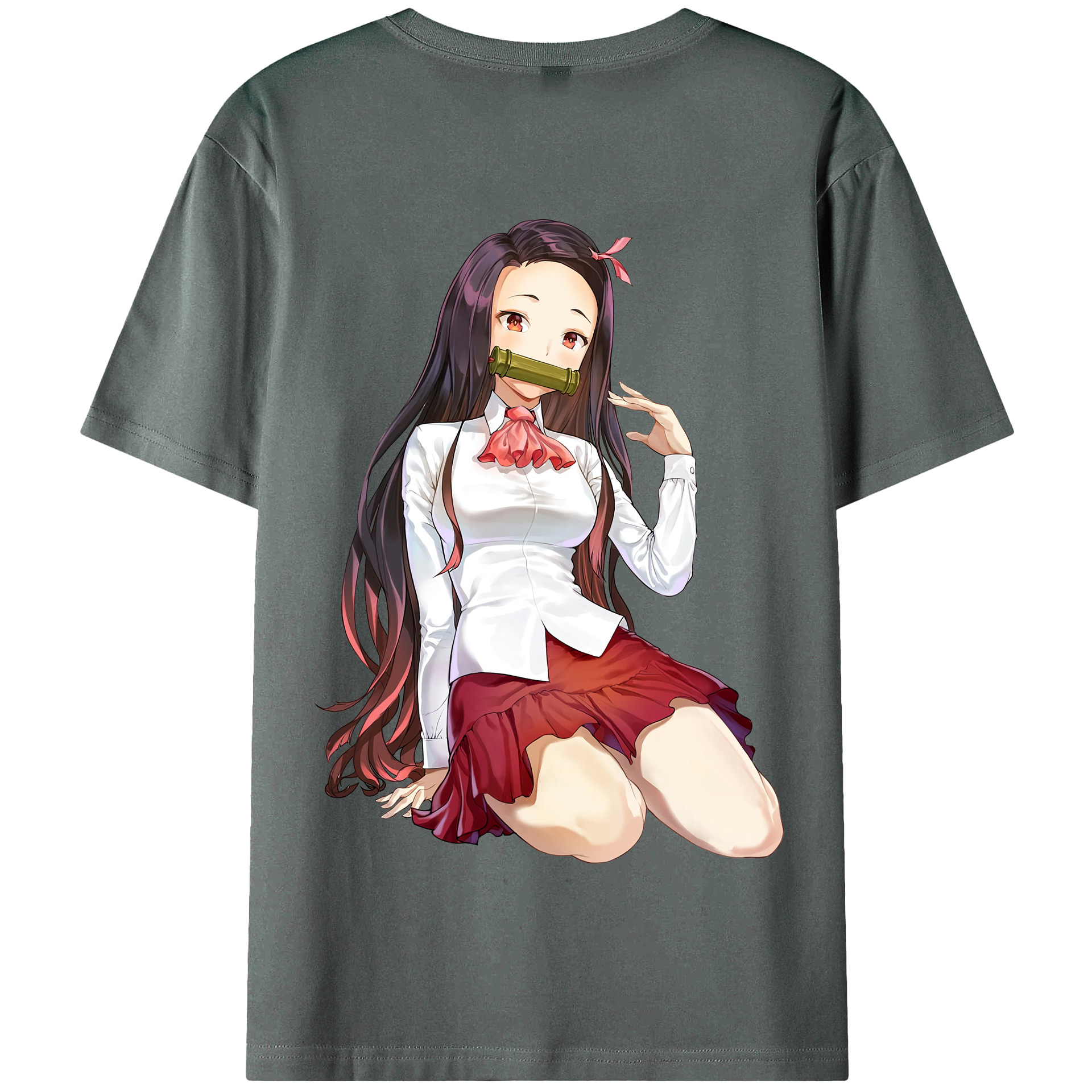 （画像用） 鬼滅の刃（きめつのやいば）竈門 禰󠄀豆子／かまど ねずこ Kamado Nezuko 綿100％半袖Tシャツ（背面プリント）